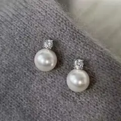 パール ダイヤ イヤリング 1粒 ステンレス 痛くない クリップ 新品 シルバー