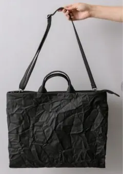 イアパピヨネ　シワ加工2way トートバック　黒