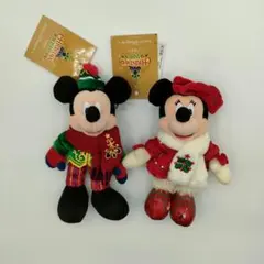 2010　TDL　クリスマス　ミッキー　ミニー　ぬいぐるみバッジ　タグ付