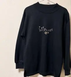 leafFrenzy 黒長袖トレーナー サイドスリット　レディース　Mサイズ