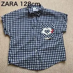 【新品未使用】ZARA チェック柄 半袖シャツ 128cm