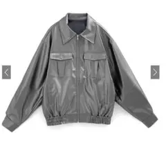 GRL グレー レザー風 ジャケット オーバーサイズ