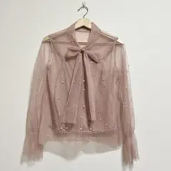 GRL パールオーガンジースリーブブラウス パール 異素材 パワショル
