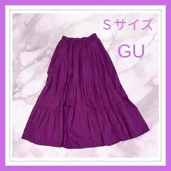 GU ジーユー　フレア　ティアード　ロングスカート　総ゴム　コットン夏素材