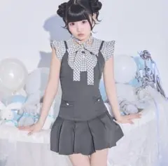 ミシェルマカロン チェック柄リボンミニワンピース