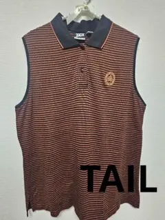 Tail ノースリーブポロシャツ オレンジ黒ストライプ 綿100%　ゴルフウェア