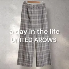 1068 美品✨UNITED ARROWS チェック柄ワイドパンツ 40