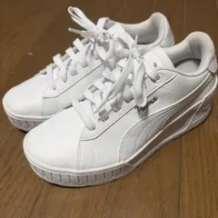 【値下げ】PUMA ホワイト 厚底スニーカー　23cm