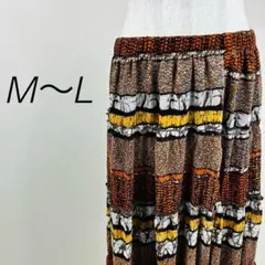 ロングフレアスカート　総柄プリント ウエスゴム 裏地あり カジュアル フェミニン