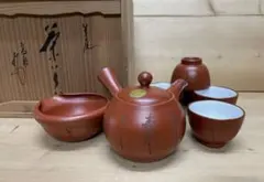 未使用/特価❕常滑焼/朱泥/煎茶器揃 急須１個/湯冷し１個/湯呑5個