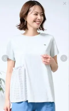アーノルドパーマー　アシメ レースドッキング ギャザー Tシャツ　Sサイズのサムネイル