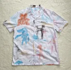 【美品】Desigual メンズ アロハシャツ デシグアル 半袖 L 白のサムネイル