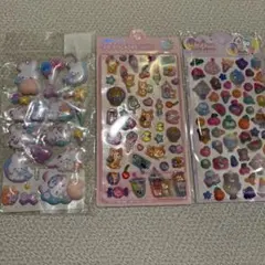 3Dステッカーキャラクター・食べ物モチーフ　ポンポンドロップシール　3枚セット