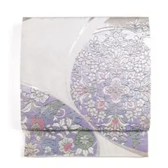 R8SK399 袋帯 華文 花鳥 唐草 華やか 銀糸 礼装用 六通柄 シルバー