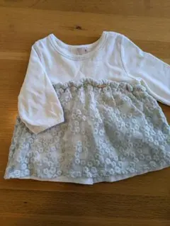 petit main 花柄レース付きTシャツ 80