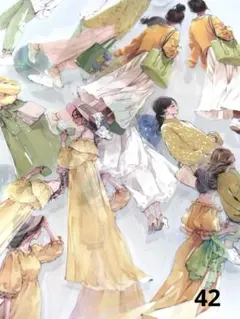 42)コラージュ素材 南仏のくつろぎ　人物　フレークシール　ステッカー　20枚