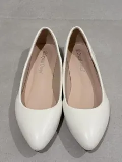 ブライダルシューズ 24.5cm ローヒール ホワイト パンプス 結婚式 前撮り