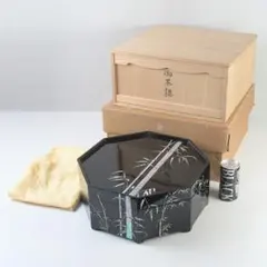 煎茶道具　宗敬作　黒漆　螺鈿装飾　竹文　八角御茶櫃　共箱　D　B51B 煎茶道具 宗敬作 黒漆 螺鈿装飾 竹文 八角御茶櫃 共箱 D B51B - メルカリ