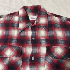 70s vintage オンブレチェックプリントネルシャツ