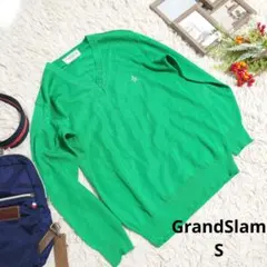 【GrandSlam】ニット(S)緑/ワンポイントニット/ゴルフ/薄手