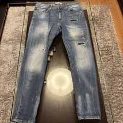 ZARA ライトブルー ダメージ加工 スリムフィットデニム