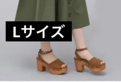 wego ウッドタイプサンダル Lサイズ ブラウン ヒール9.5cm 厚底のサムネイル