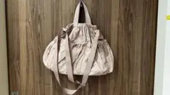 GU ピンク ナイロン ギャザー ショルダーバッグ