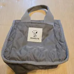 スヌーピーPEANUTS キルティングバッグ グレー