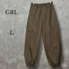 ♡グレイル【L】ツイルカーゴパンツ カーキ 裾ゴム オールシーズンのサムネイル