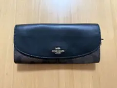 COACH 三つ折り財布 黒/ダークブラウン