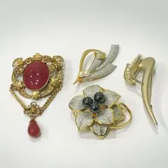 ビンテージ　ブローチセット 4点