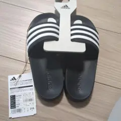 adidas ブラック/ホワイト スライドサンダル 21.0cm