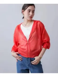 新品タグ付訳有2025新作 ラメニットブルゾン　レッド5515081定価6900