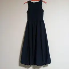 GU バブルヘムワンピース ノースリーブ ブラックSサイズ