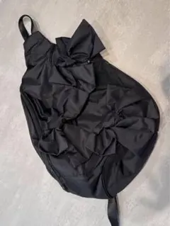 リボン付き黒スリングバッグ　ribbonワンショルダーバッグ