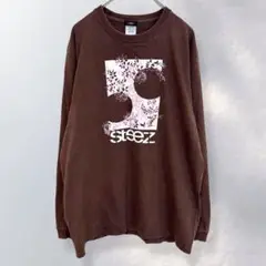 steez 長袖カットソー プリントT 花柄 綿100% ラフ L《k989