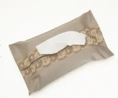 【近沢レース】ティッシュBOXカバー　くま　ブラウン　新品・未使用