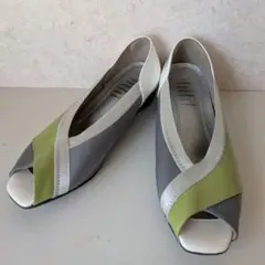 【美品】fitfit フィットフィット オープントゥ パンプス 異素材 23cm