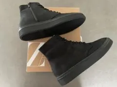 zara リアルレザー　ハイカット　スニーカー