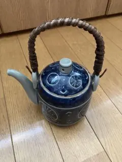 陶器製 藍染め風 急須 つる付き