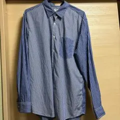 UNIQLO 青と白のストライプ 長袖シャツ L