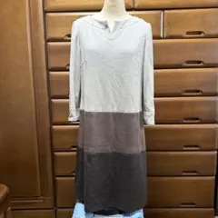 23区 カジュアル 3色切替え 7分袖ワンピース チュニック38