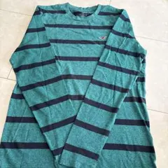 Hollister 緑と黒のストライプ 長袖シャツ