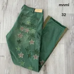 mnml ミニマル グリーンスター フレア デニム ダック ペインターパンツ32