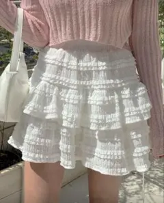 SHEIN ホワイト ミニスカート DAZY レース 白