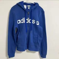 adidas 青 フード付きパーカー J/S