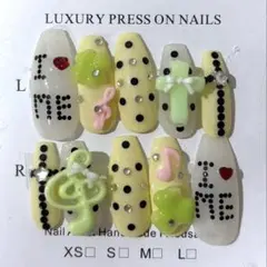 No.22 ネイルチップ ウィッシュコア ドット クロス リボン バレエコア