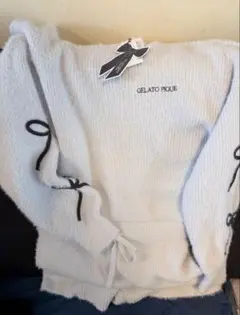 値下げGELATO PIQUE リボン付きルームウェア Lライトグレー