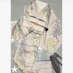 【NEW】パープルの小花柄 梅の花 春らしい素敵な小紋 華やか 正絹 着物