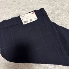 UNIQLO ユニクロ スマートアンクルパンツ (ウィンドウペン) ネイビー